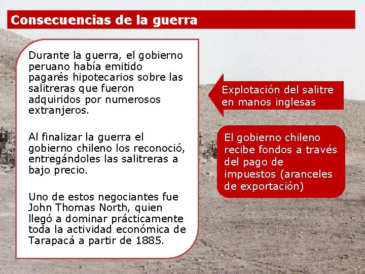 Consecuencias de la guerra Durante la guerra, el gobierno peruano había emitido pagarés hipotecarios