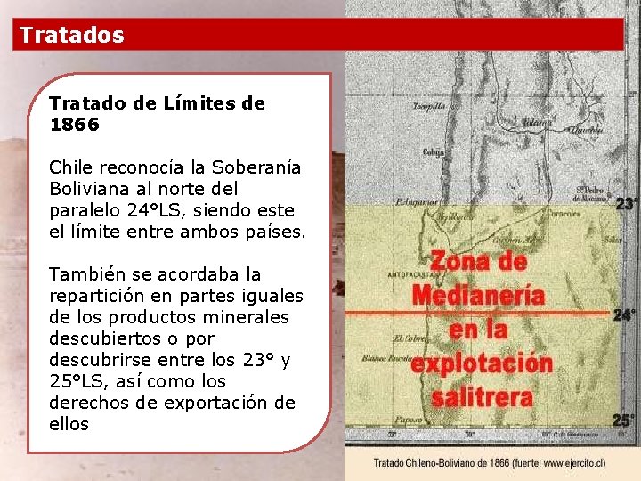 Tratados Tratado de Límites de 1866 Chile reconocía la Soberanía Boliviana al norte del