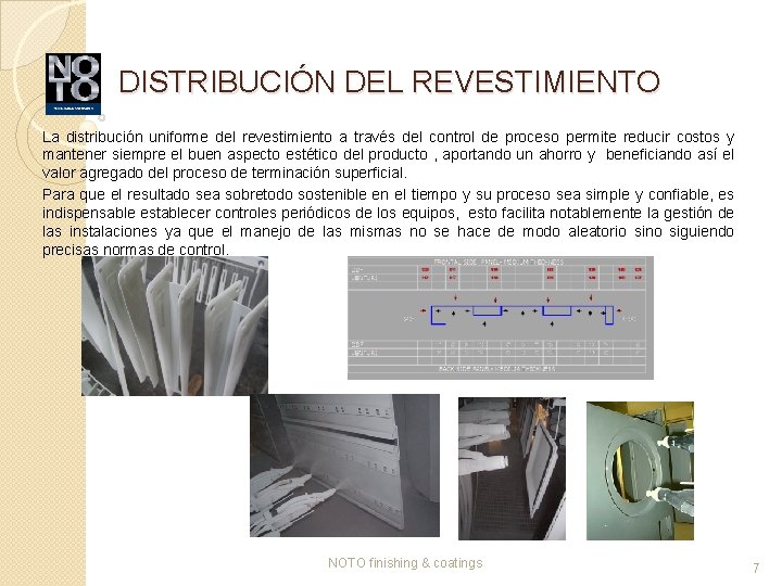 DISTRIBUCIÓN DEL REVESTIMIENTO La distribución uniforme del revestimiento a través del control de proceso