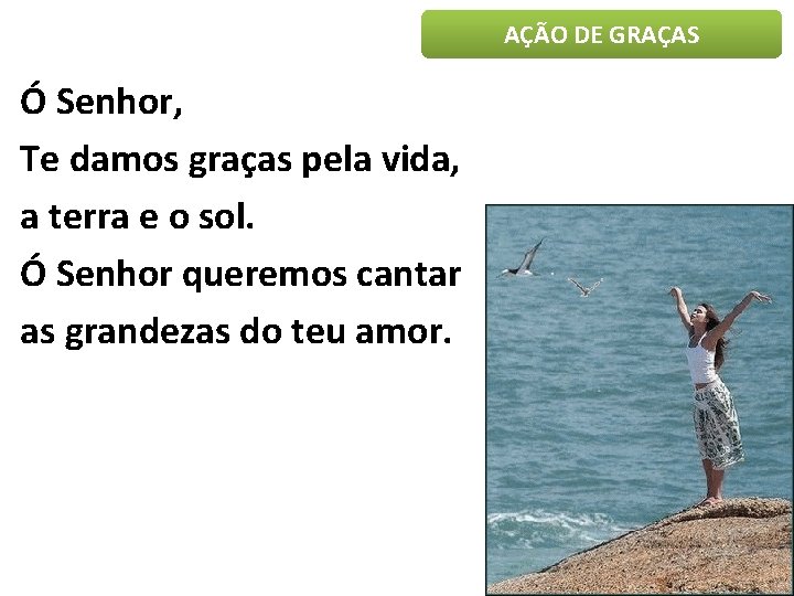 AÇÃO DE GRAÇAS Ó Senhor, Te damos graças pela vida, a terra e o AÇÃO DE GRAÇAS Ó Senhor, Te damos graças pela vida, a terra e o