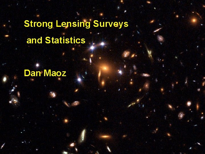 Strong Lensing Surveys and Statistics Dan Maoz 