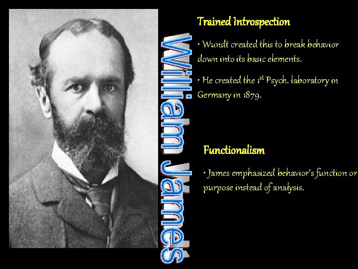 Trained Introspection • Wundt created this to break behavior down into its basic elements.