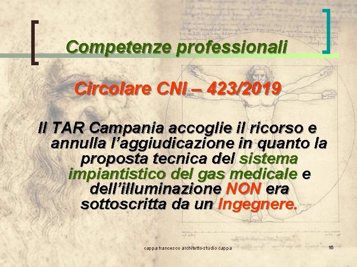 Competenze professionali Circolare CNI – 423/2019 Il TAR Campania accoglie il ricorso e annulla