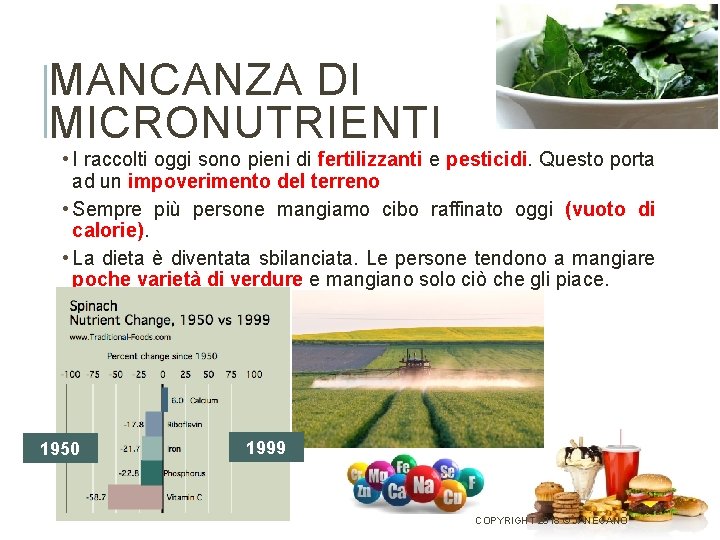 MANCANZA DI MICRONUTRIENTI • I raccolti oggi sono pieni di fertilizzanti e pesticidi. Questo