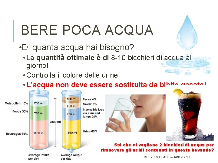 BERE POCA ACQUA • Di quanta acqua hai bisogno? • La quantità ottimale è