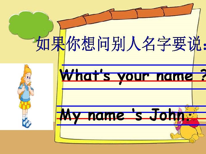 What’s your name ? My name ‘s John. 