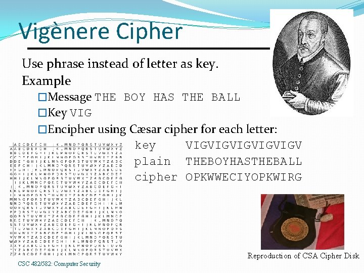 Vigènere Cipher Use phrase instead of letter as key. Example �Message THE BOY HAS