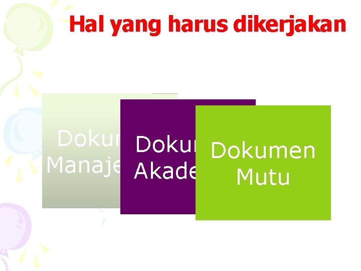 Hal yang harus dikerjakan Dokumen Manajemen Akademik. Mutu 