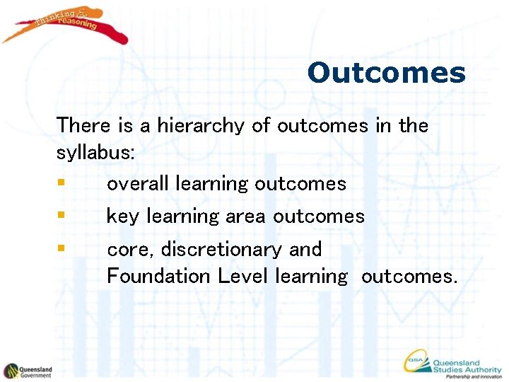 Outcomes There is a hierarchy of outcomes in the syllabus: § overall learning outcomes