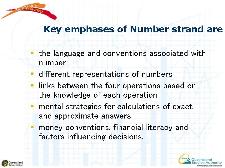 Key emphases of Number strand are § the language and conventions associated with number