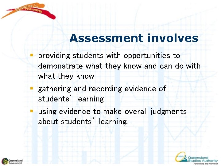 Assessment involves § providing students with opportunities to demonstrate what they know and can