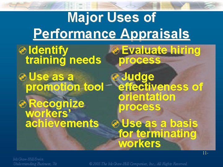 Major Uses of Performance Appraisals ³Identify training needs ³Use as a promotion tool ³Recognize