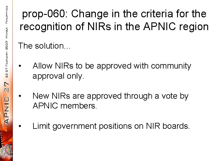 prop-060: Change in the criteria for the recognition of NIRs in the APNIC region