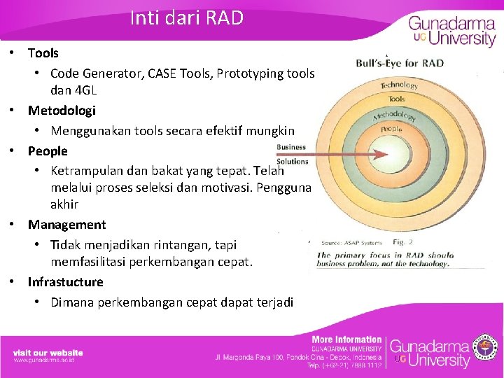 Inti dari RAD • Tools • Code Generator, CASE Tools, Prototyping tools dan 4
