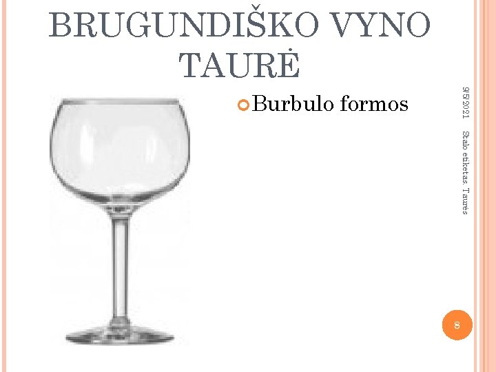 BRUGUNDIŠKO VYNO TAURĖ 9/5/2021 Burbulo formos Stalo etiketas. Taurės 8 