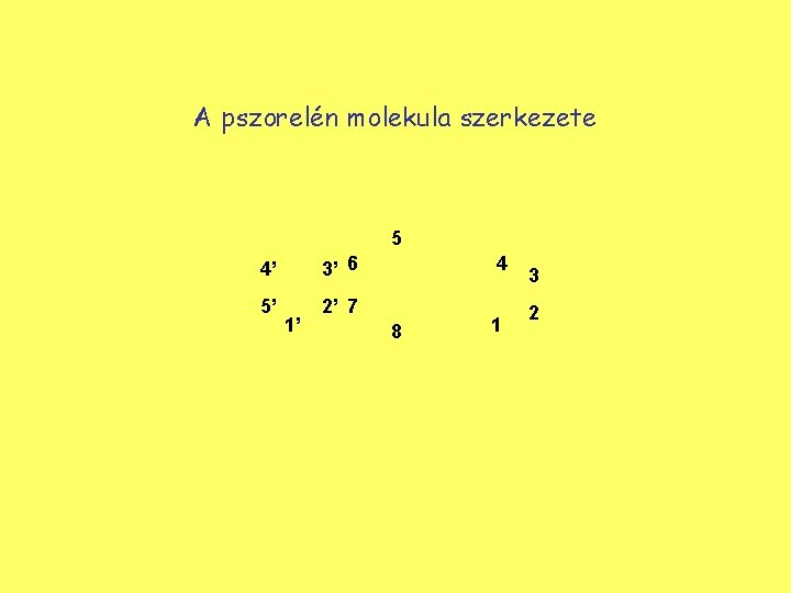 A pszorelén molekula szerkezete 5 4’ 3’ 6 5’ 2’ 7 1’ 4 8