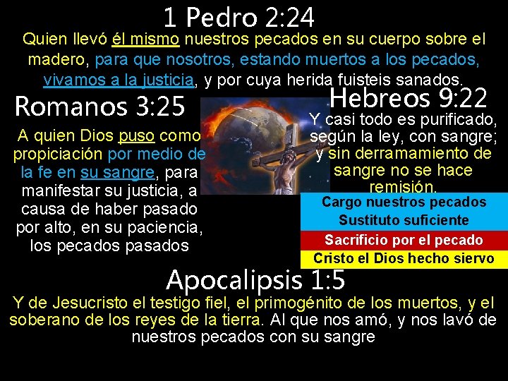 1 Pedro 2: 24 Quien llevó él mismo nuestros pecados en su cuerpo sobre