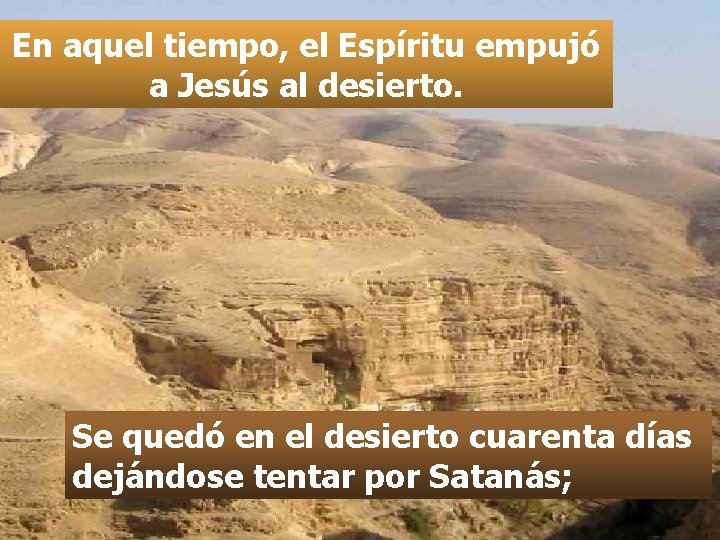 En aquel tiempo, el Espíritu empujó a Jesús al desierto. Se quedó en el