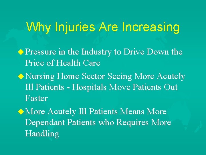 Why Injuries Are Increasing u Pressure in the Industry to Drive Down the Price