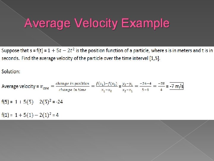 Average Velocity Example 