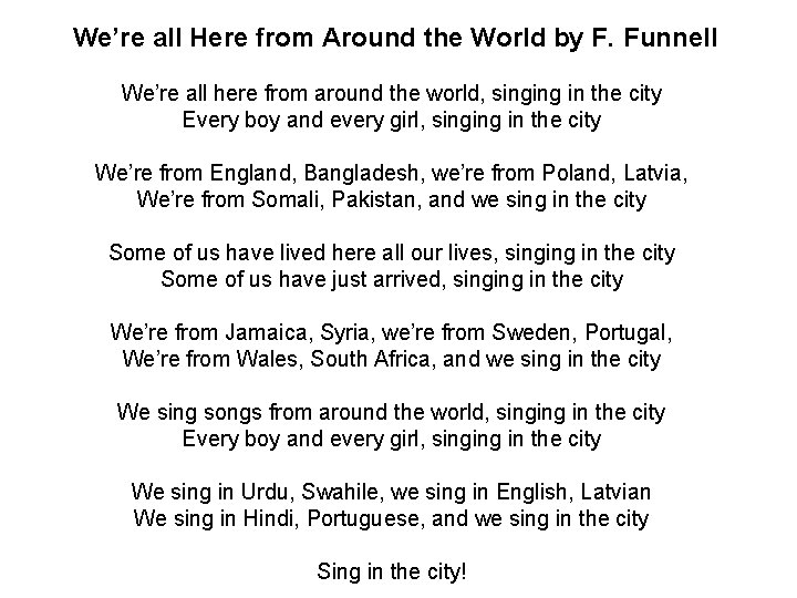 We’re all Here from Around the World by F. Funnell We’re all here from