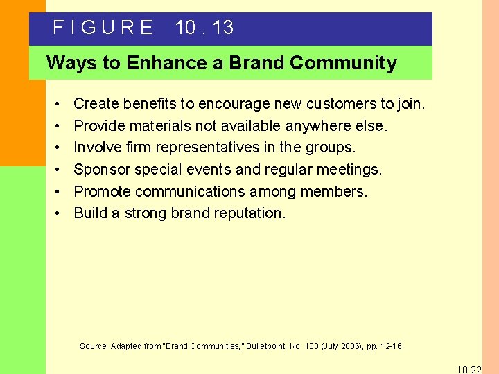 FIGURE 10. 13 Ways to Enhance a Brand Community • • • Create benefits