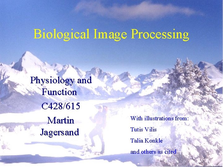 Biological Image Processing Physiology and Function C 428/615 Martin Jagersand With illustrations from: Tutis