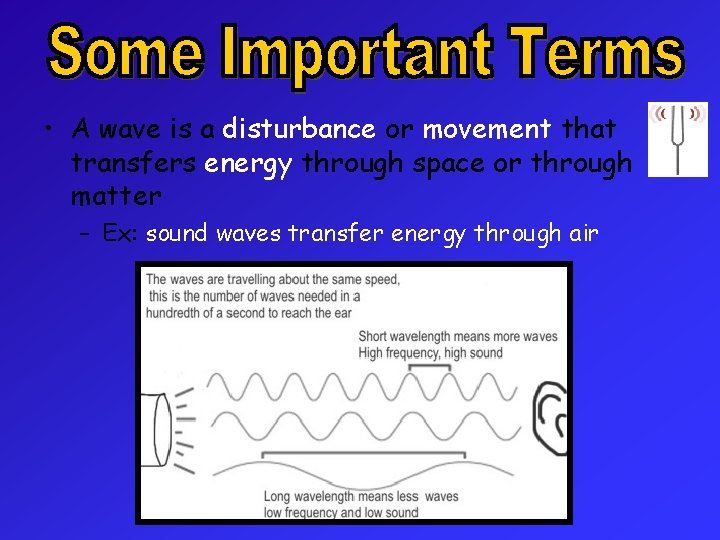  • A wave is a disturbance or movement that transfers energy through space