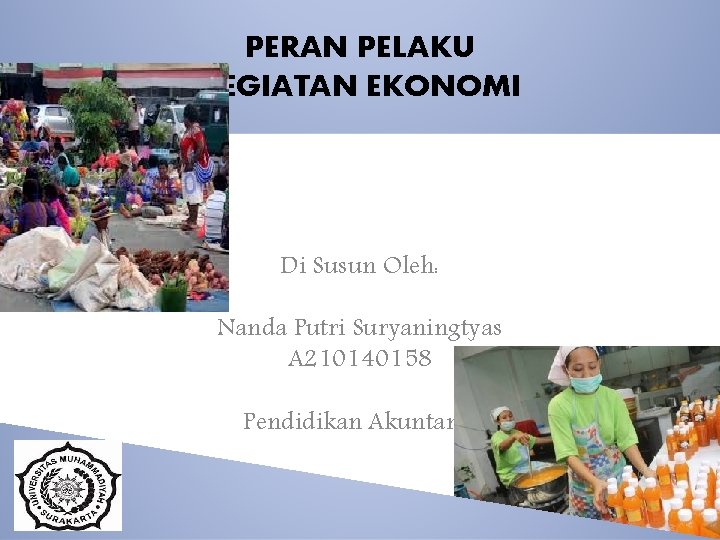 PERAN PELAKU KEGIATAN EKONOMI Di Susun Oleh: Nanda Putri Suryaningtyas A 210140158 Pendidikan Akuntansi