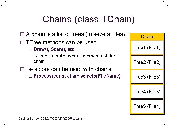 Chains (class TChain) � A chain is a list of trees (in several files)