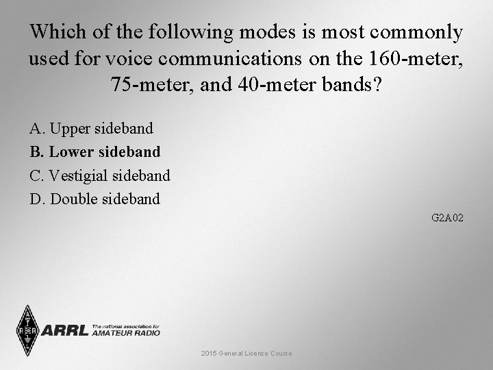 Which of the following modes is most commonly used for voice communications on the