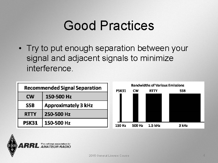 Good Practices • Try to put enough separation between your signal and adjacent signals