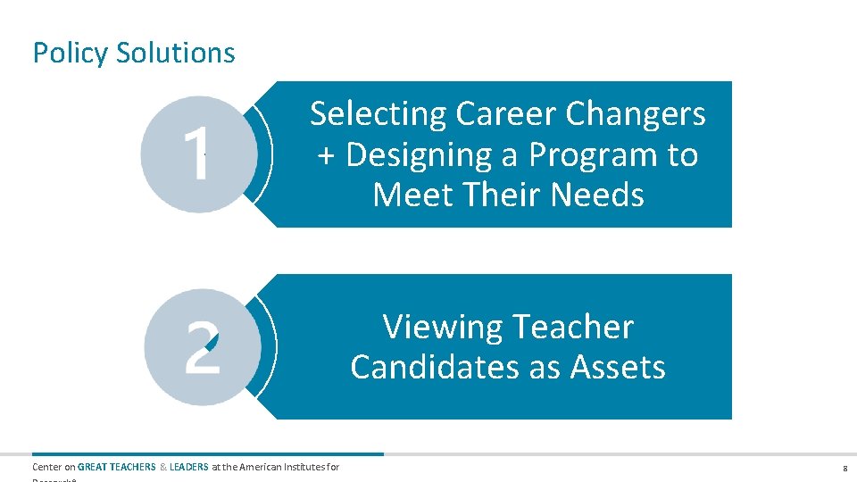 Policy Solutions Selecting Career Changers + Designing a Program to Meet Their Needs Viewing