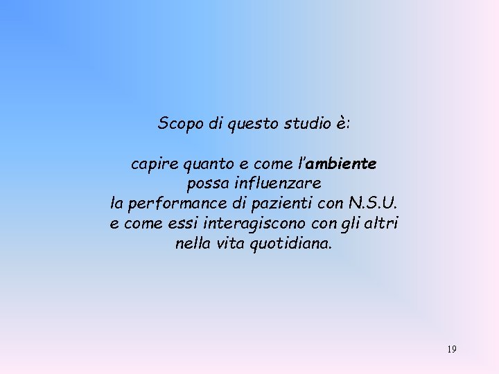 Scopo di questo studio è: capire quanto e come l’ambiente possa influenzare la performance