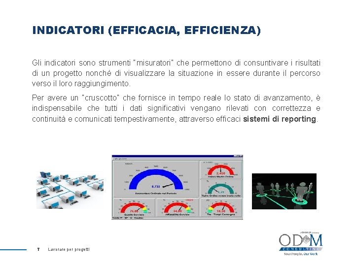 INDICATORI (EFFICACIA, EFFICIENZA) Gli indicatori sono strumenti “misuratori” che permettono di consuntivare i risultati