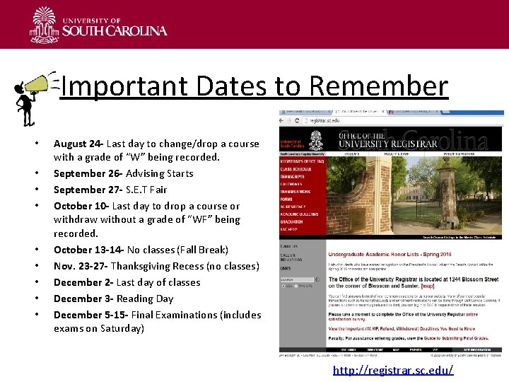 Important Dates to Remember • • • August 24 - Last day to change/drop