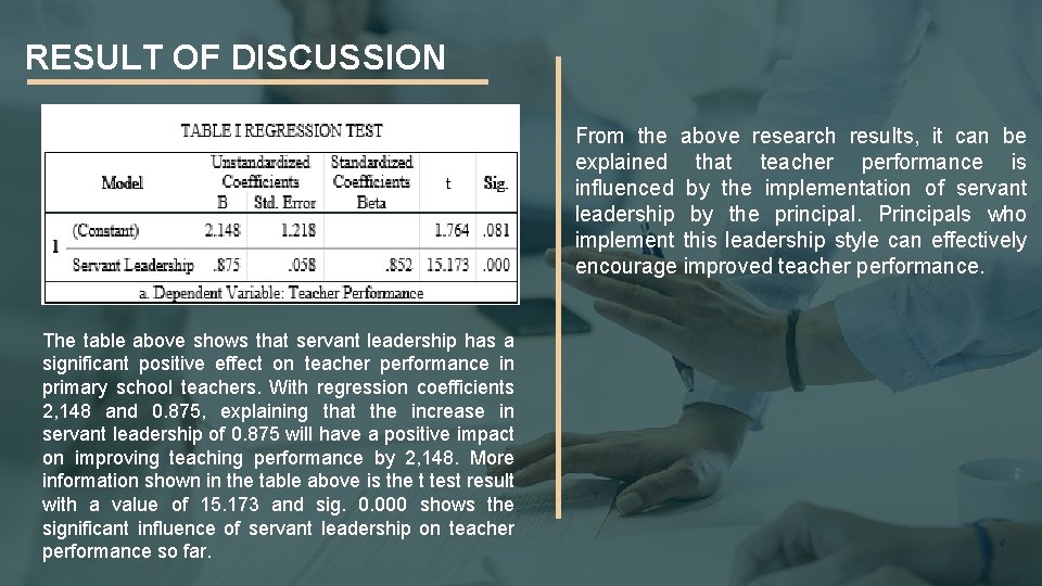 THE EFFECT OF SERVANT LEADERSHIP ON TEACHER PERFORMANCE
