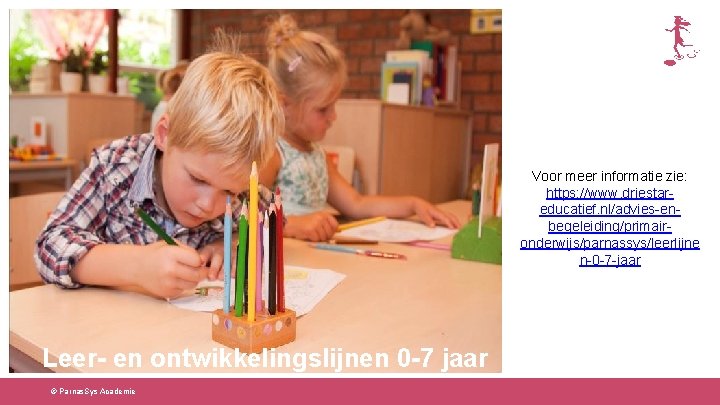 Voor meer informatie zie: https: //www. driestareducatief. nl/advies-enbegeleiding/primaironderwijs/parnassys/leerlijne n-0 -7 -jaar Leer- en ontwikkelingslijnen