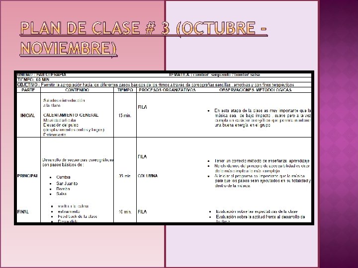 PLAN DE CLASE # 3 (OCTUBRE – NOVIEMBRE) 