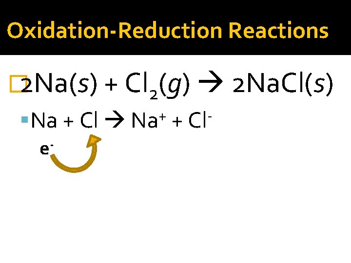 Oxidation-Reduction Reactions � 2 Na(s) + Cl 2(g) 2 Na. Cl(s) Na + Cl