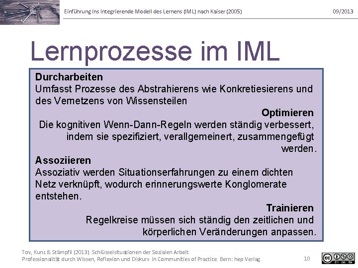 Einführung ins Integrierende Modell des Lernens (IML) nach Kaiser (2005) 09/2013 Lernprozesse im IML
