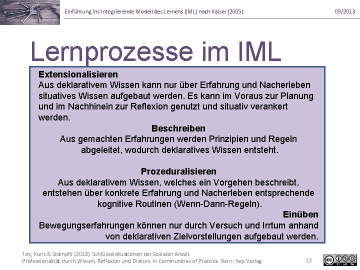 Einführung ins Integrierende Modell des Lernens (IML) nach Kaiser (2005) 09/2013 Lernprozesse im IML