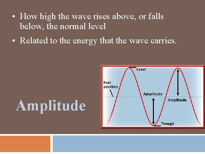  • How high the wave rises above, or falls below, the normal level
