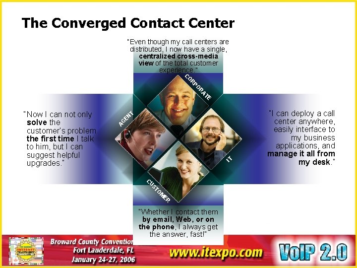 The Converged Contact Center “Even though my call centers are distributed, I now have