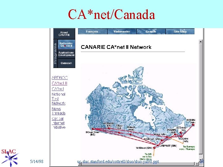 CA*net/Canada 5/14/98 uc. slac. stanford. edu/cottrell/sluo-jul 98. ppt 28 