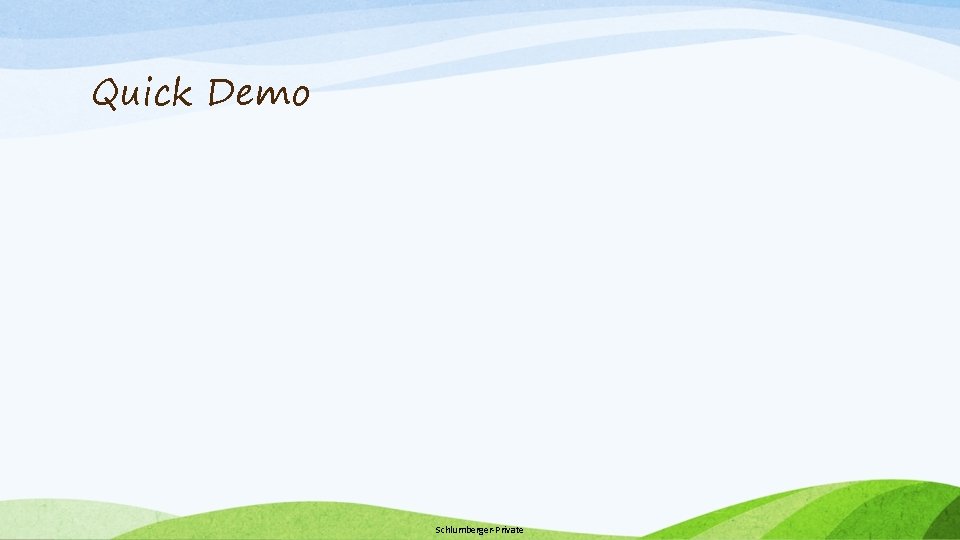 Quick Demo Schlumberger-Private 