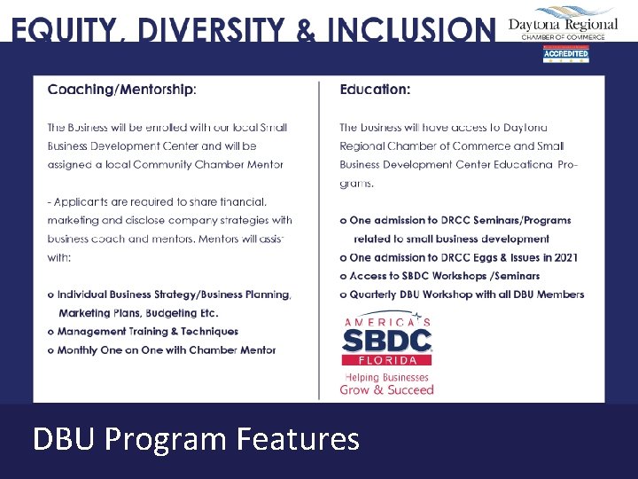 DBU Program Features 