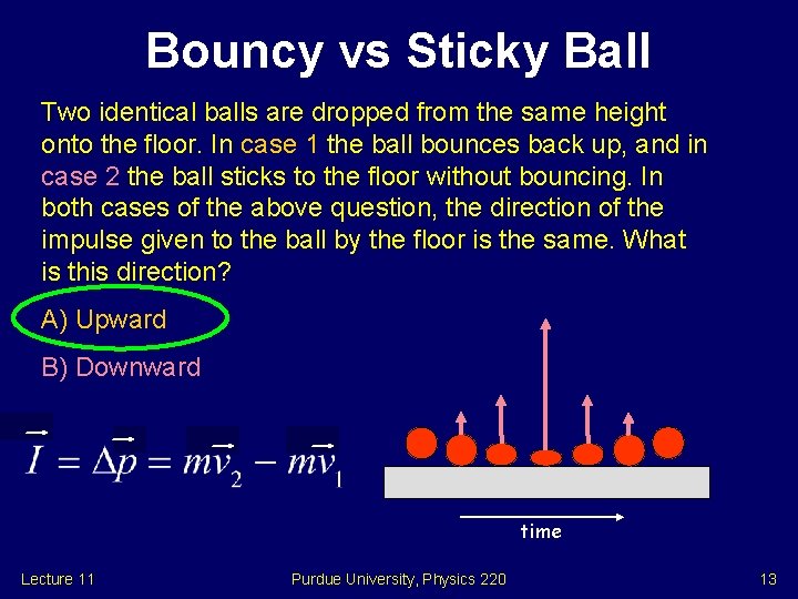 Bouncy vs Sticky Ball Two identical balls are dropped from the same height onto