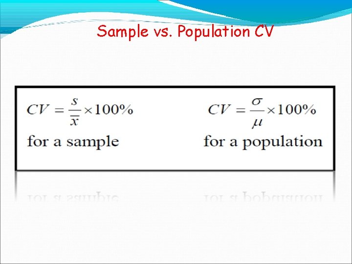 Sample vs. Population CV 