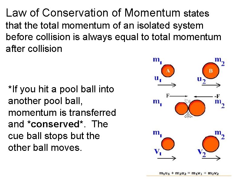 Law of Conservation of Momentum states that the total momentum of an isolated system